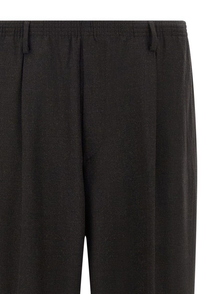 Cellar Door Mélange Wool Pants With Trompe L'oeil Flap