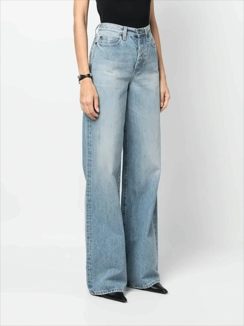 Saint Laurent High-Waisted Wide-Leg Denim Pants