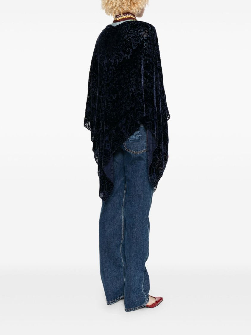 Etro Asymmetrical Hem Silk-Viscose Poncho