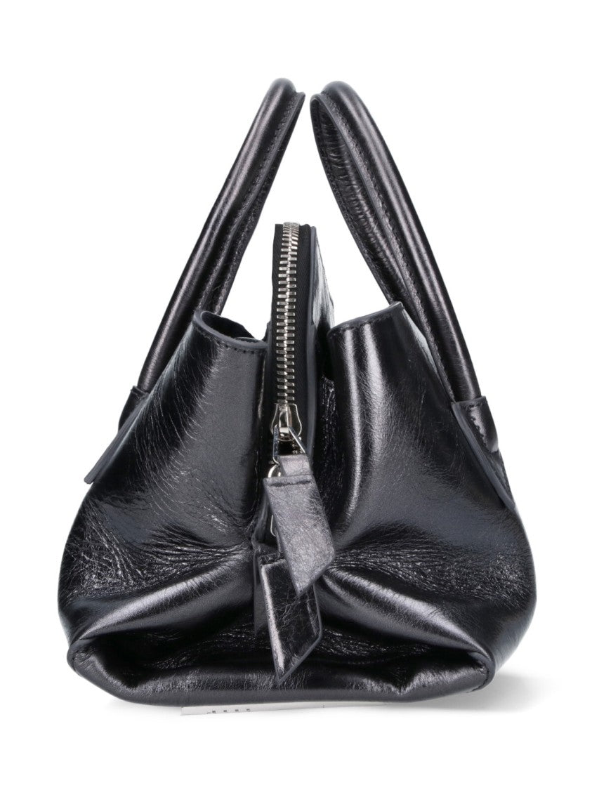 The Attico Mini Crinkle Calf Leather Shoulder Bag With Adjustable Strap