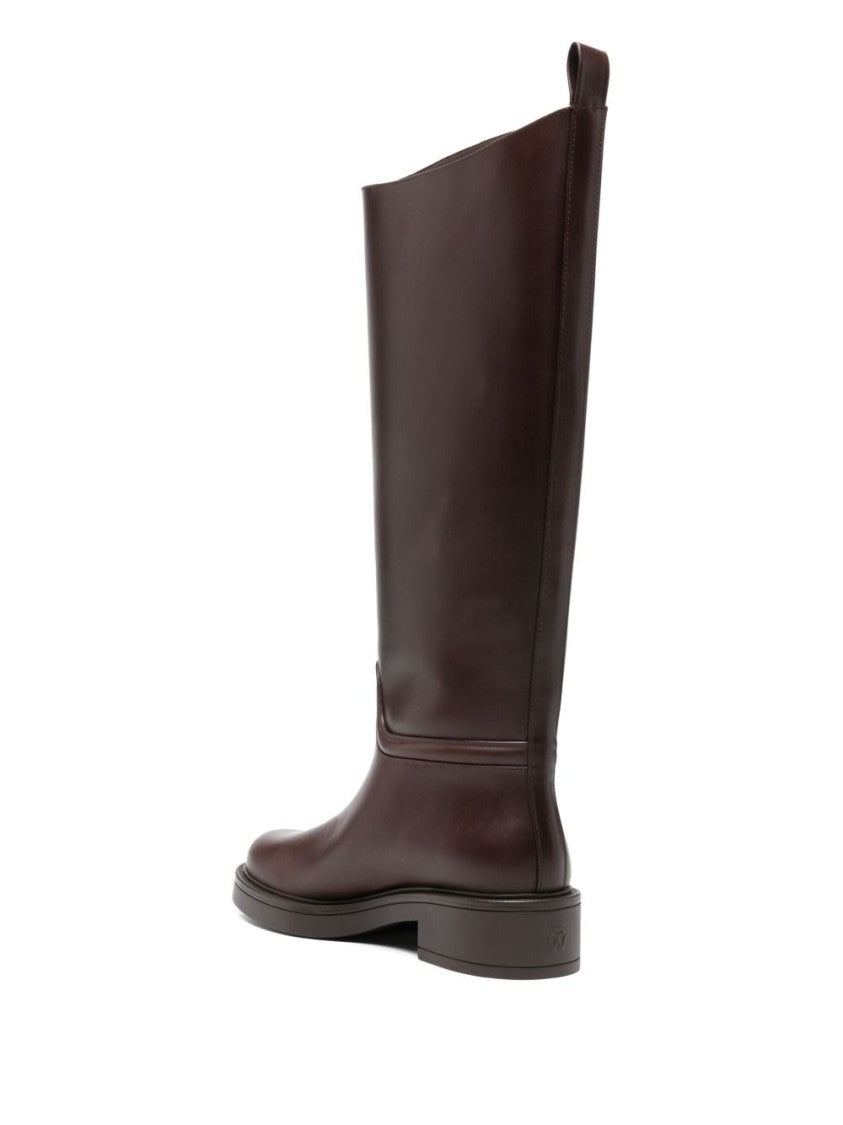 Stuart Weitzman Beige Vitello Leather Ankle Boots