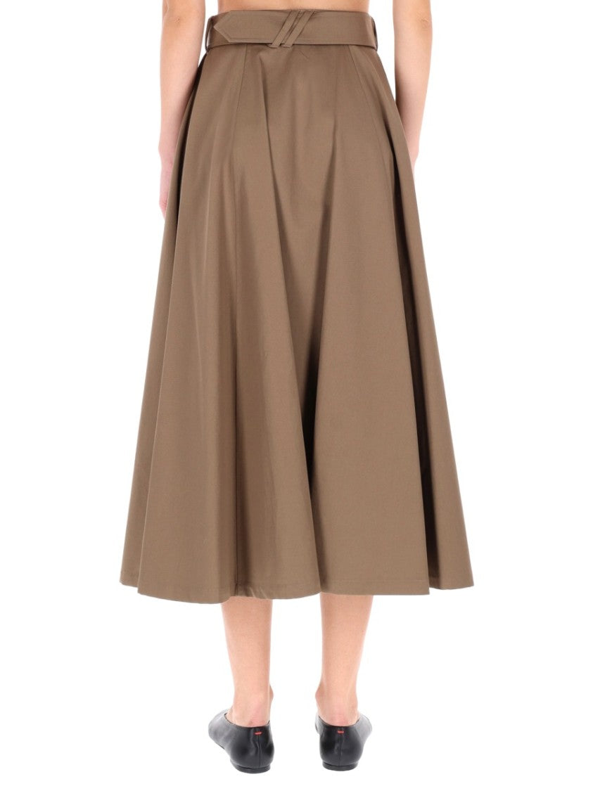 Burberry Belted Midi Skirt In Warm Brown Tone