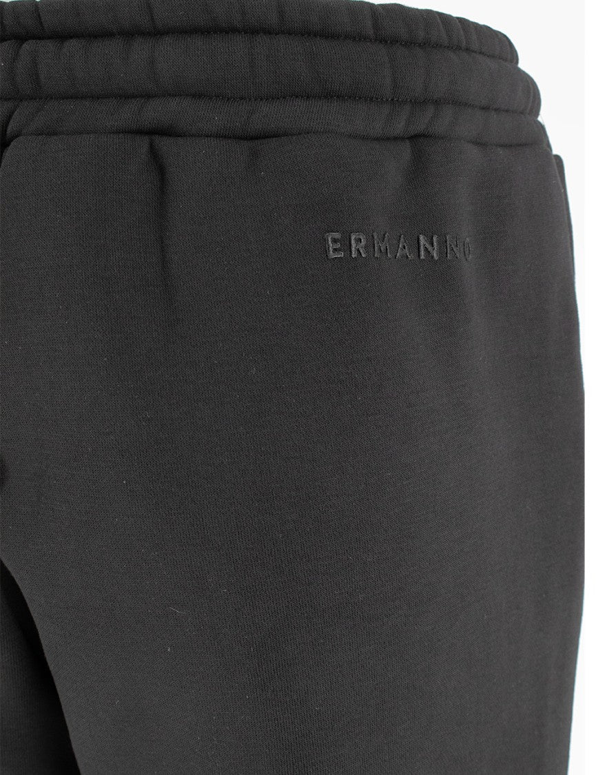 Ermanno Firenze Black High-Waisted Jogger Trousers With Drawstring Detail