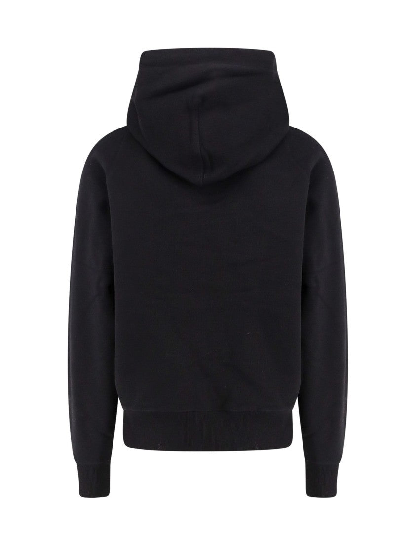 Ami Classic Black Hoodie With Relaxed Fit And Embroidered Logo