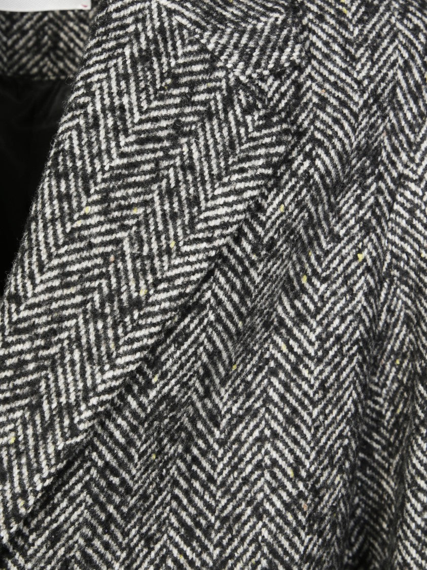Amaranto Mid-Length Herringbone Pattern Coat