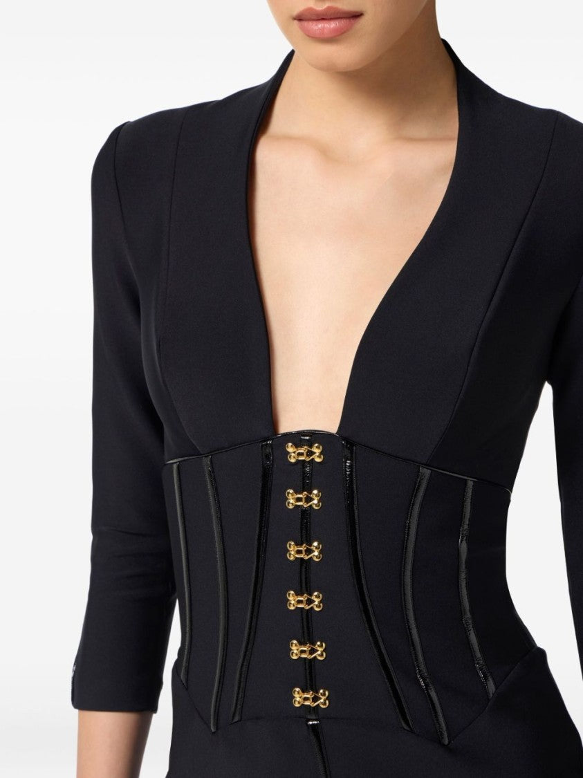 Elisabetta Franchi Form-Fitting Mini Dress With Deep V Neckline