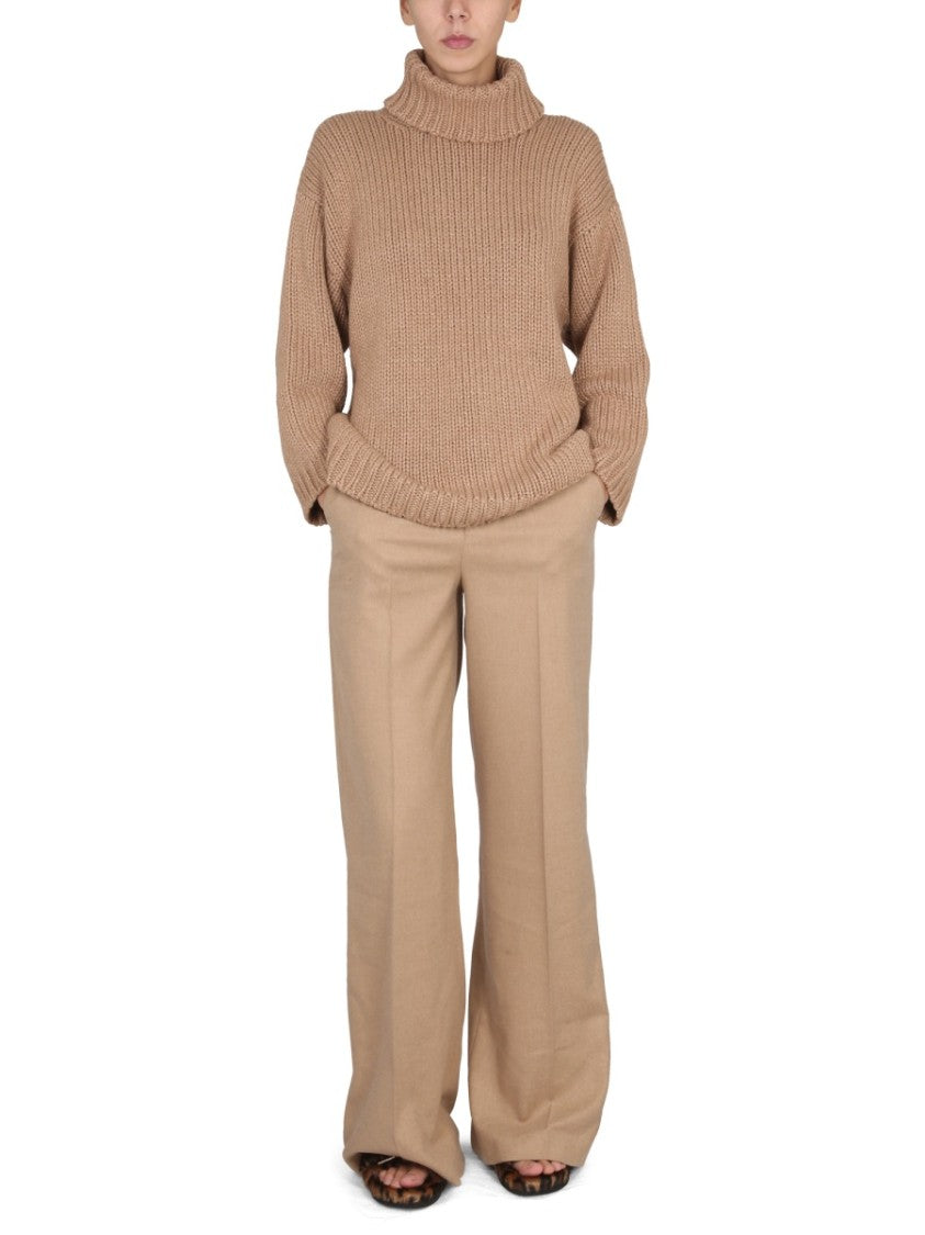 Red Valentino Wide-Leg Flared Pants With High Waistband