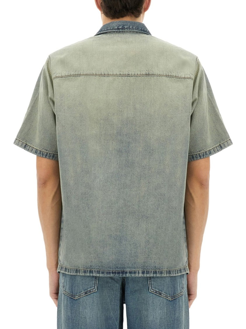Diesel Short-Sleeved Relaxed Fit Shirt With Contrasting Stripe