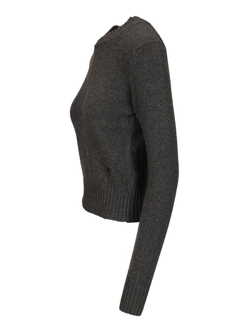 Ami Fine Knit Cashmere Sweater With Classic Crew Neckline