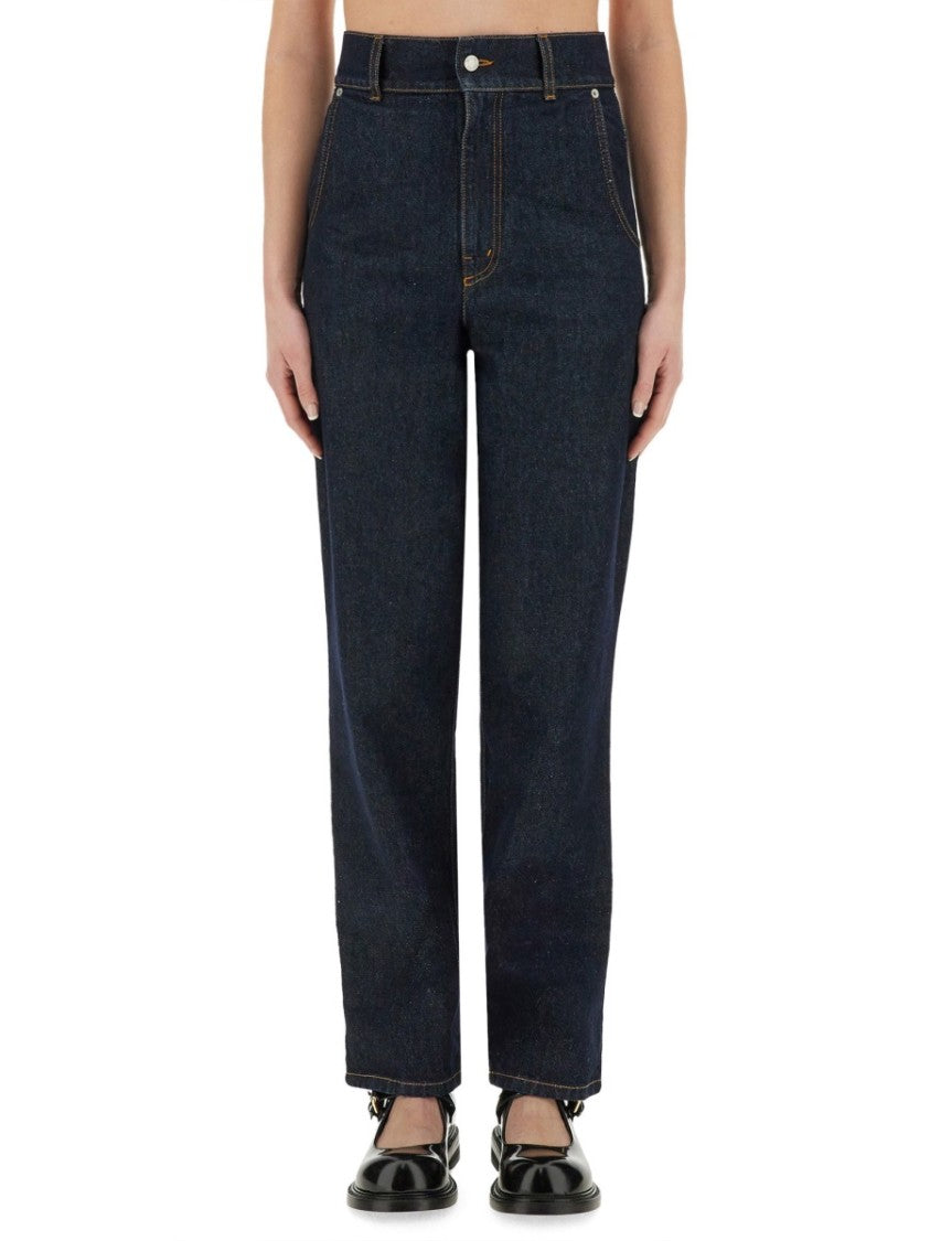 Moschino "Laurel Crown Patch" Denim Pants