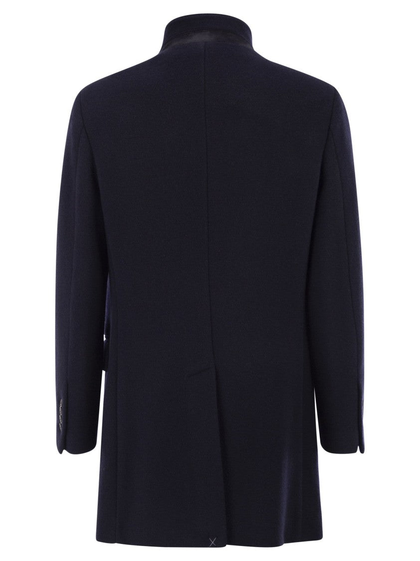 Fay Herringbone Wool Blend Coat
