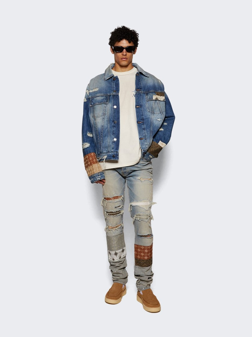Amiri Quad Artpatch Skinny Jean Antique Indigo