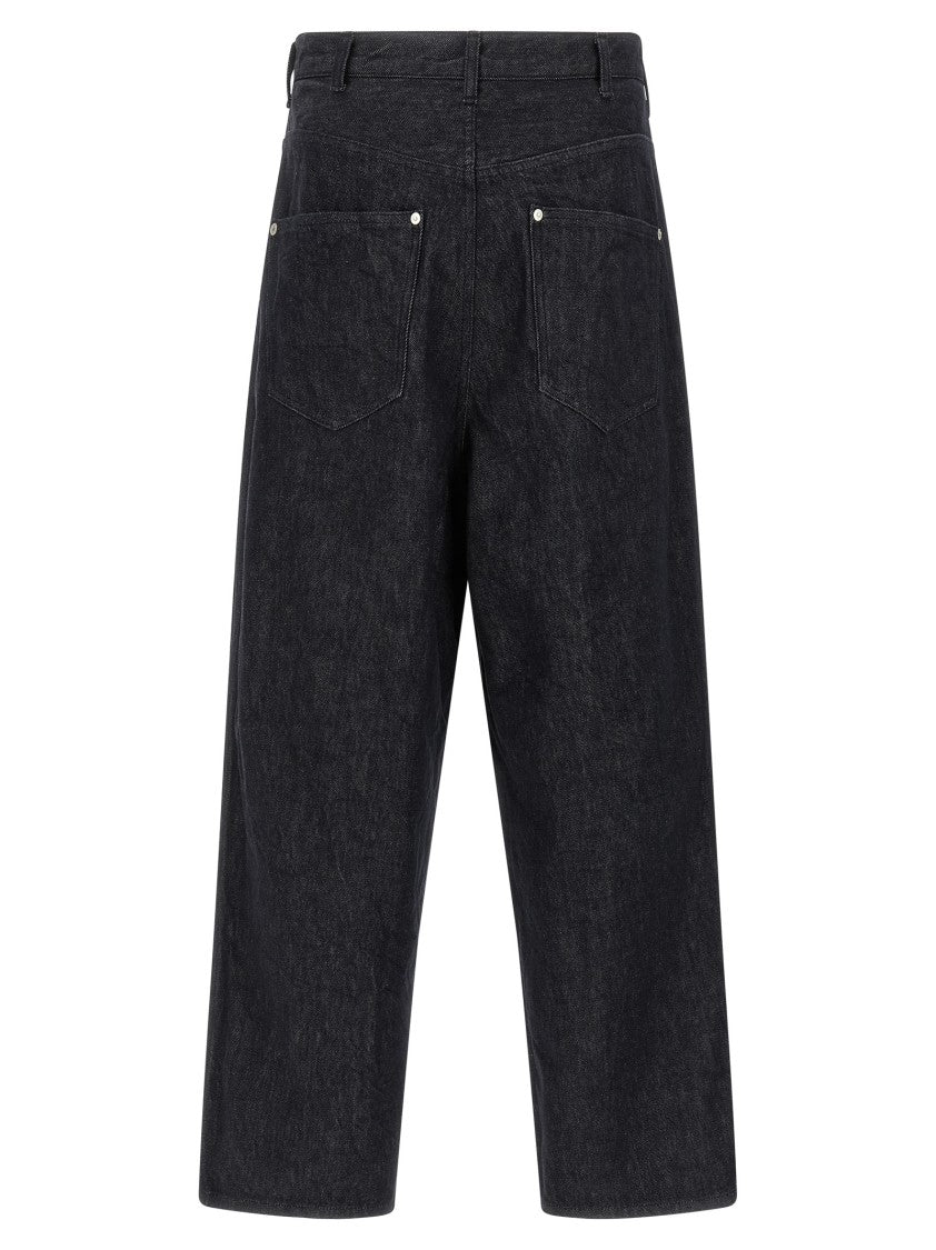 Comme Des Garçons Garment-Dyed Black Rigid Denim Wide Leg Jeans