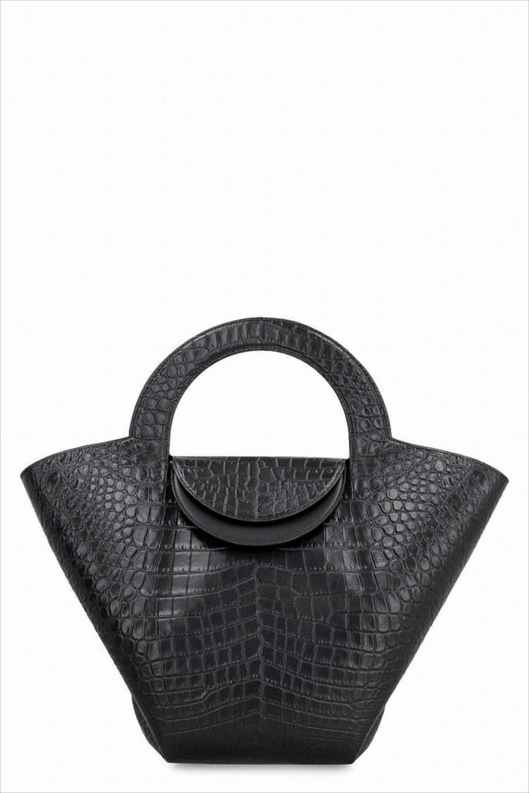 Bottega Veneta Trapezoidal Crocodile-Embossed Leather Tote Bag