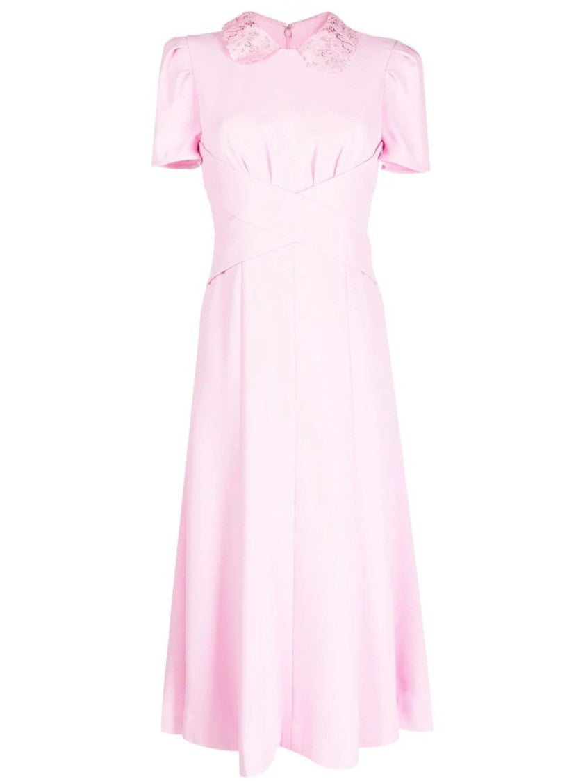 Self-Portrait Pink Heavy Crepe Midi Dress