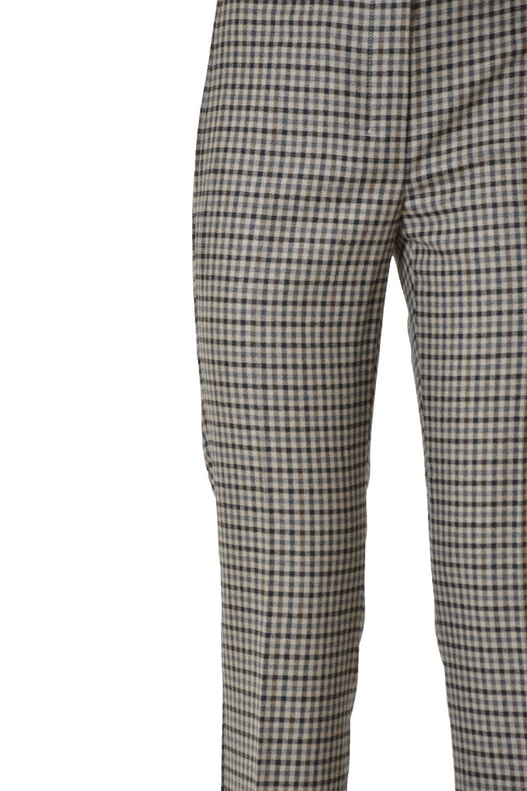 Max Mara Straight-Leg Plaid Wool Trousers In Beige Check