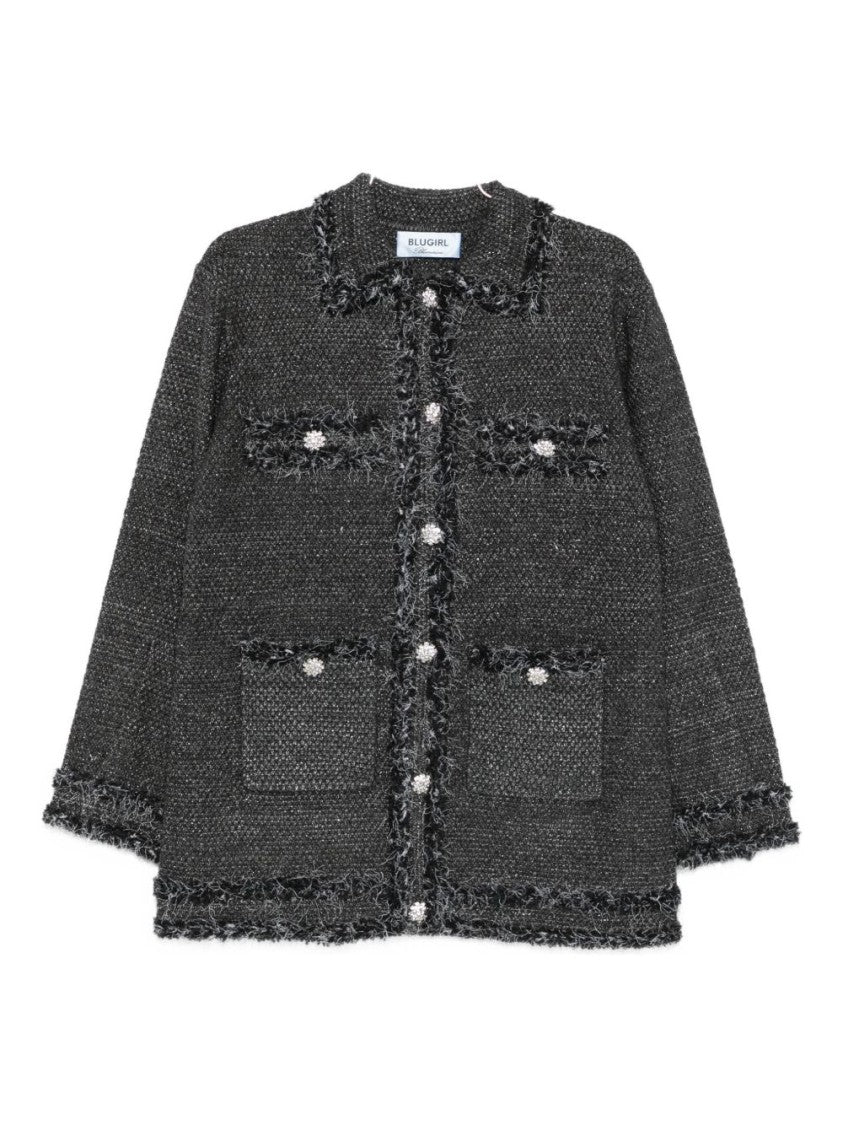 Blugirl Textured Knit Sweater With Fringed Trims