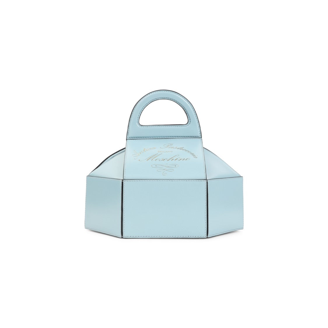 Moschino Structured Blue Leather Handbag With Silhouette