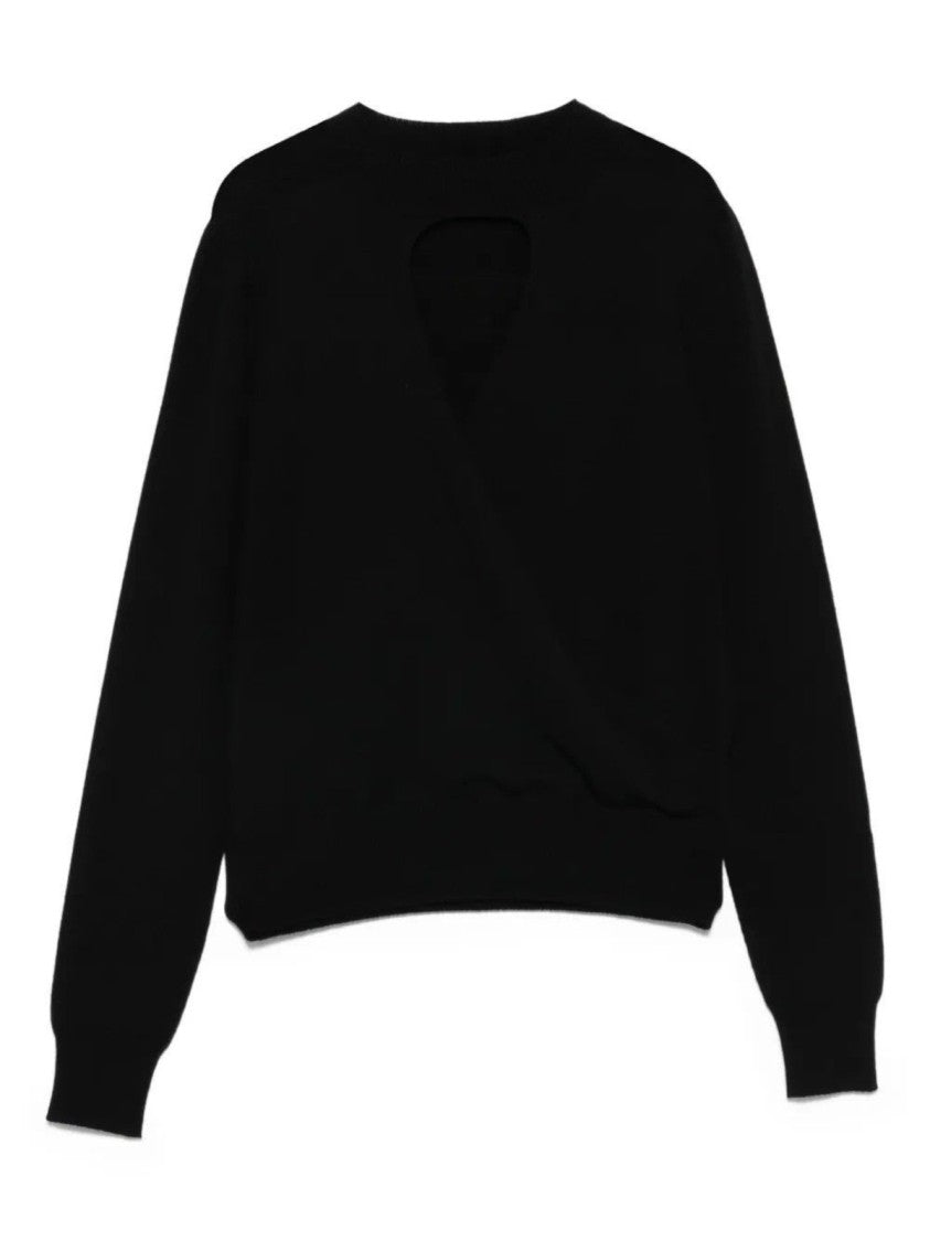 Twin-Set Front Crossover Cut-Out Black Top