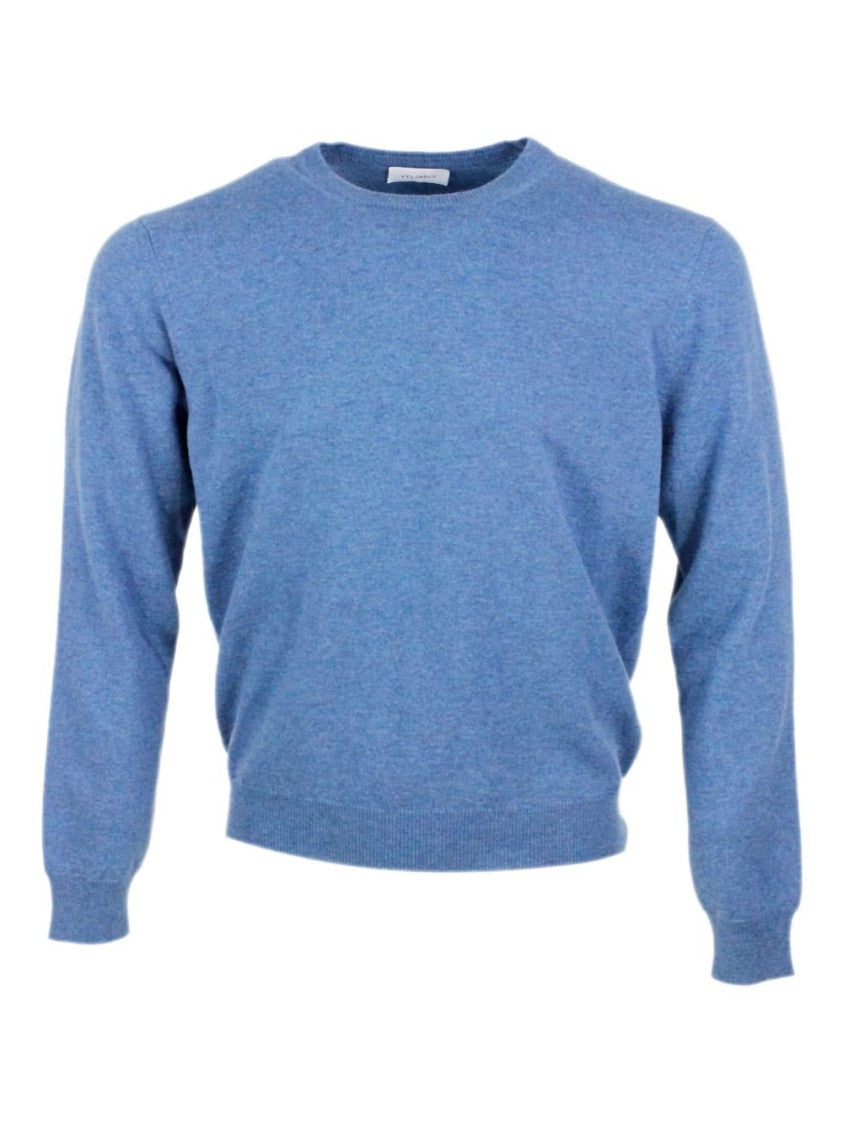 Malo Lightweight Thin Wool Sweater With Ribbed Details