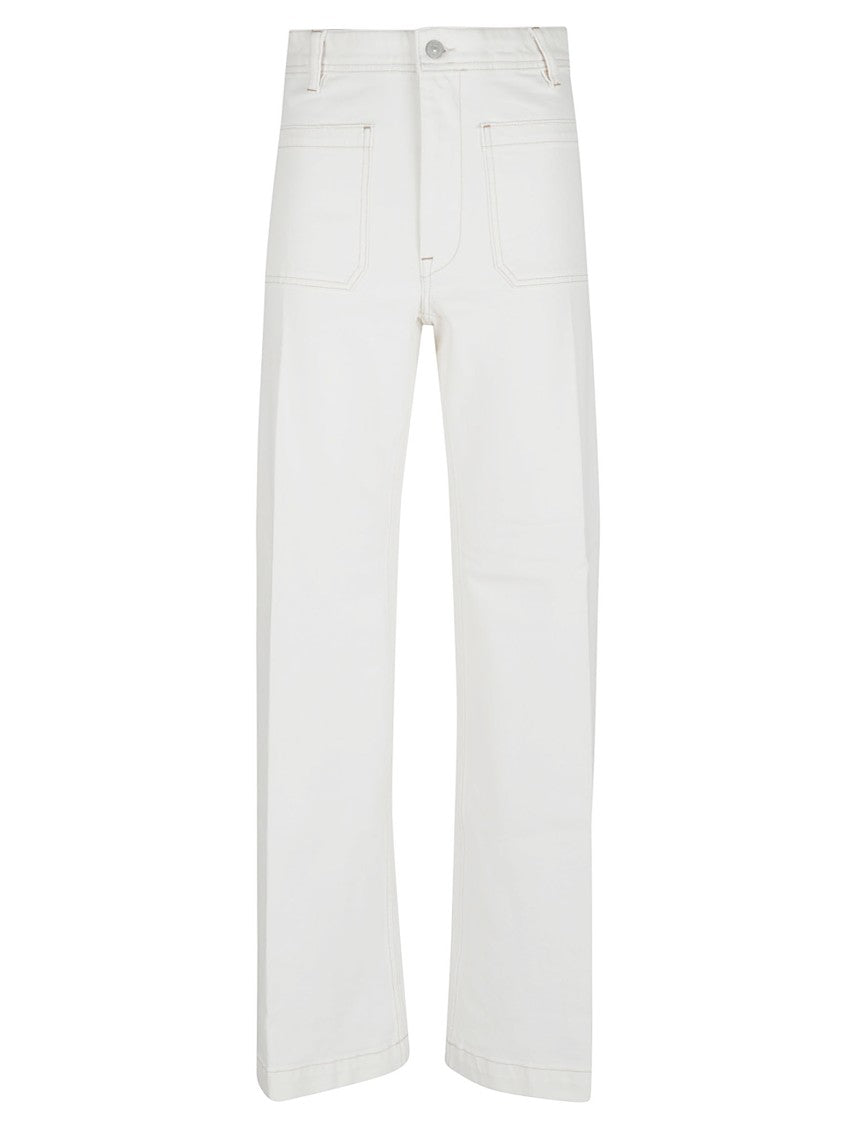 Polo Ralph Lauren High-Waisted Wide-Leg Denim Trousers With Signature Logo Button