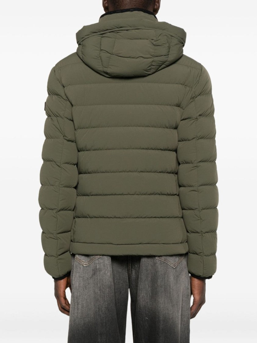 Peuterey Padded Green Jacket With Horizontal Quilting