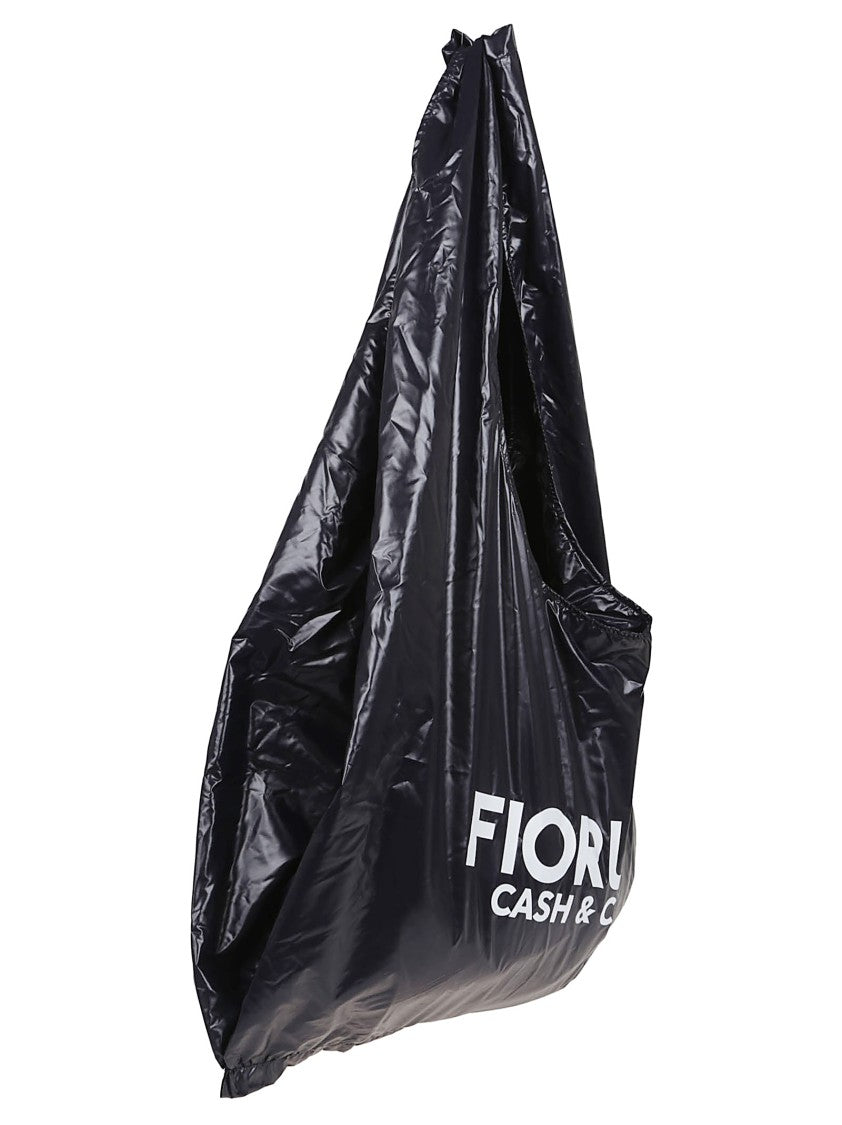 Fiorucci Black Nylon Cash & Carry Print Hobo Bag