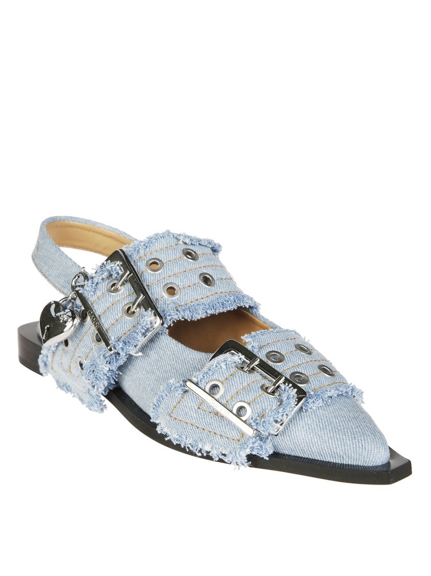 Ganni Charms Denim Ballerina