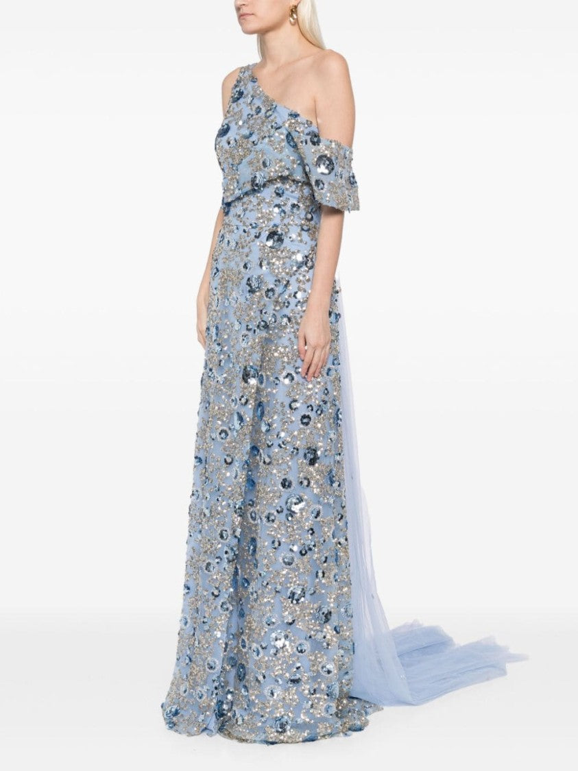 Saiid Kobeisy Tulle Dress, With Envelope Skirt And Off-Shoulder Sleeve And Tulle Tail