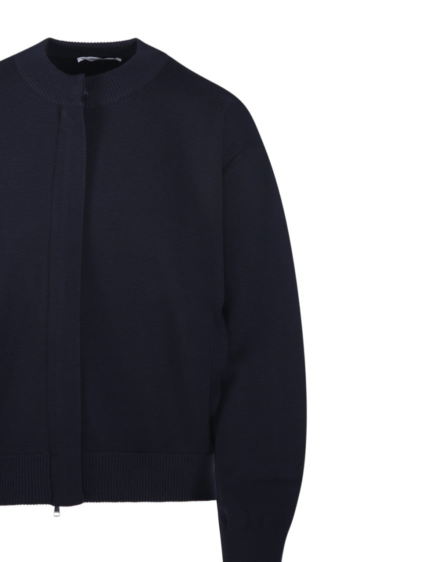 Max Mara Cropped Round Neck Cardigan In Virgin Wool