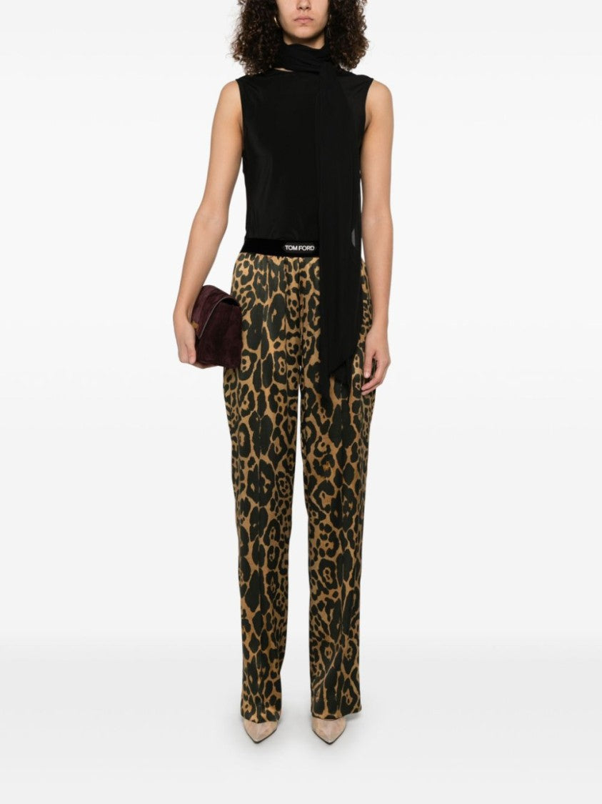 Tom Ford Animal Print Trousers With Elasticated Logo Waistband
