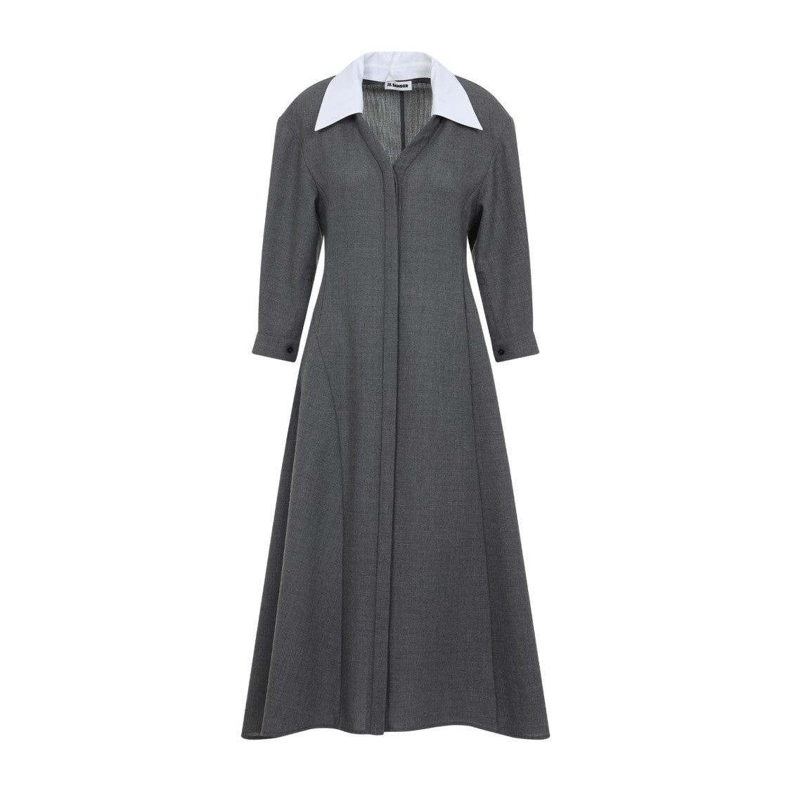 Jil Sander Mid-Length Wool Dress With Contrasting Collar