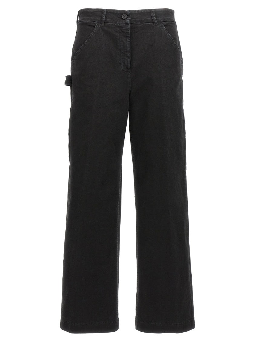 Nude Straight Leg Cargo Pants With Medium Waist