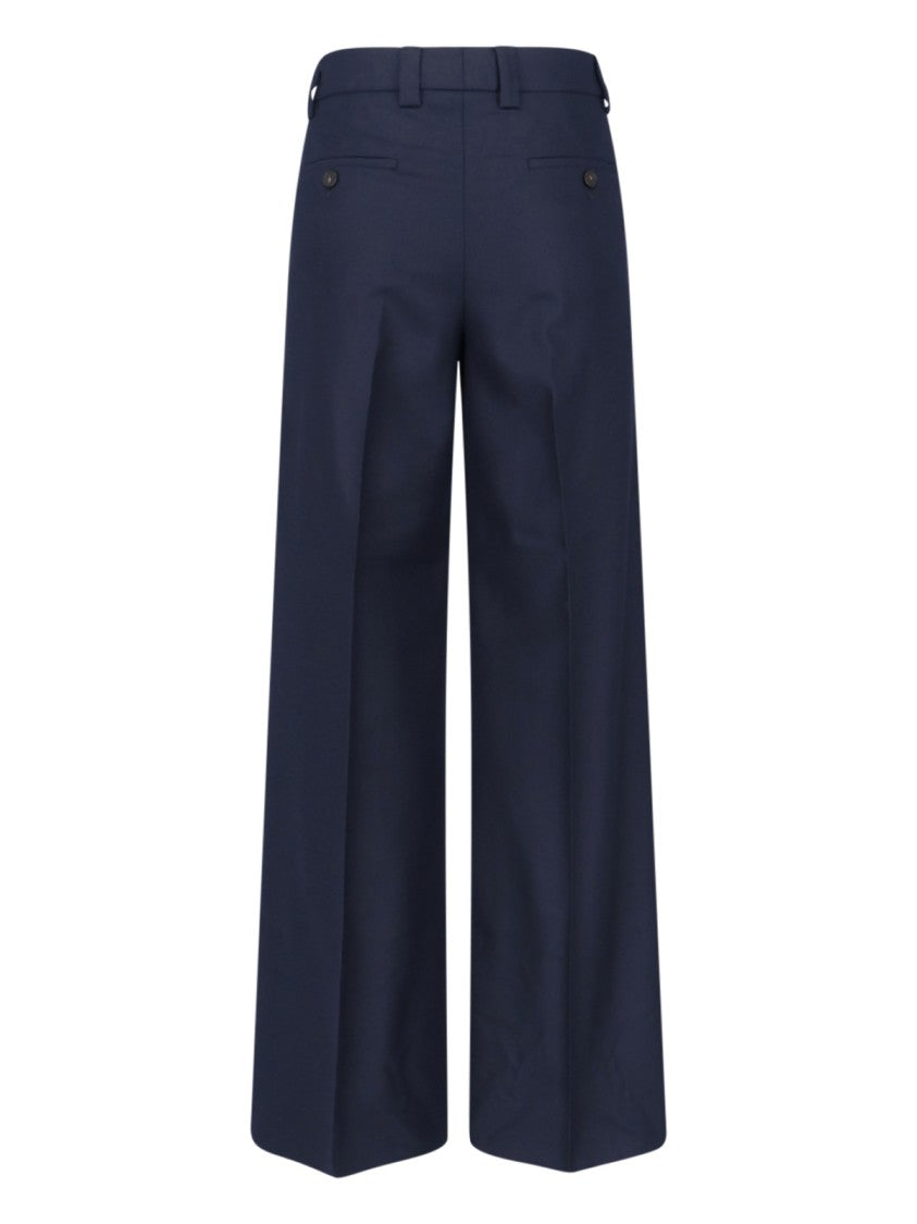 Incotex Wide-Leg Virgin Wool Trousers With Mid-Rise Waist And Tailored Finish