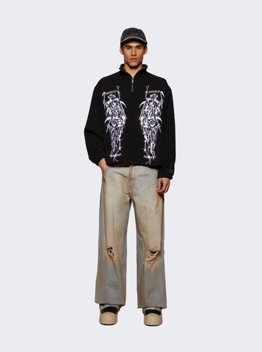 Warren Lotas Embroidered Japanese Polar Fleece - Black