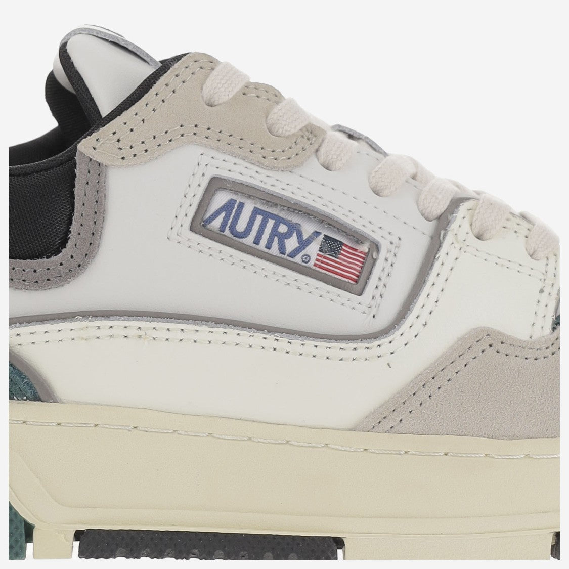 Autry Suede And Mesh Sneakers With Contrast Heel And Logo Accents