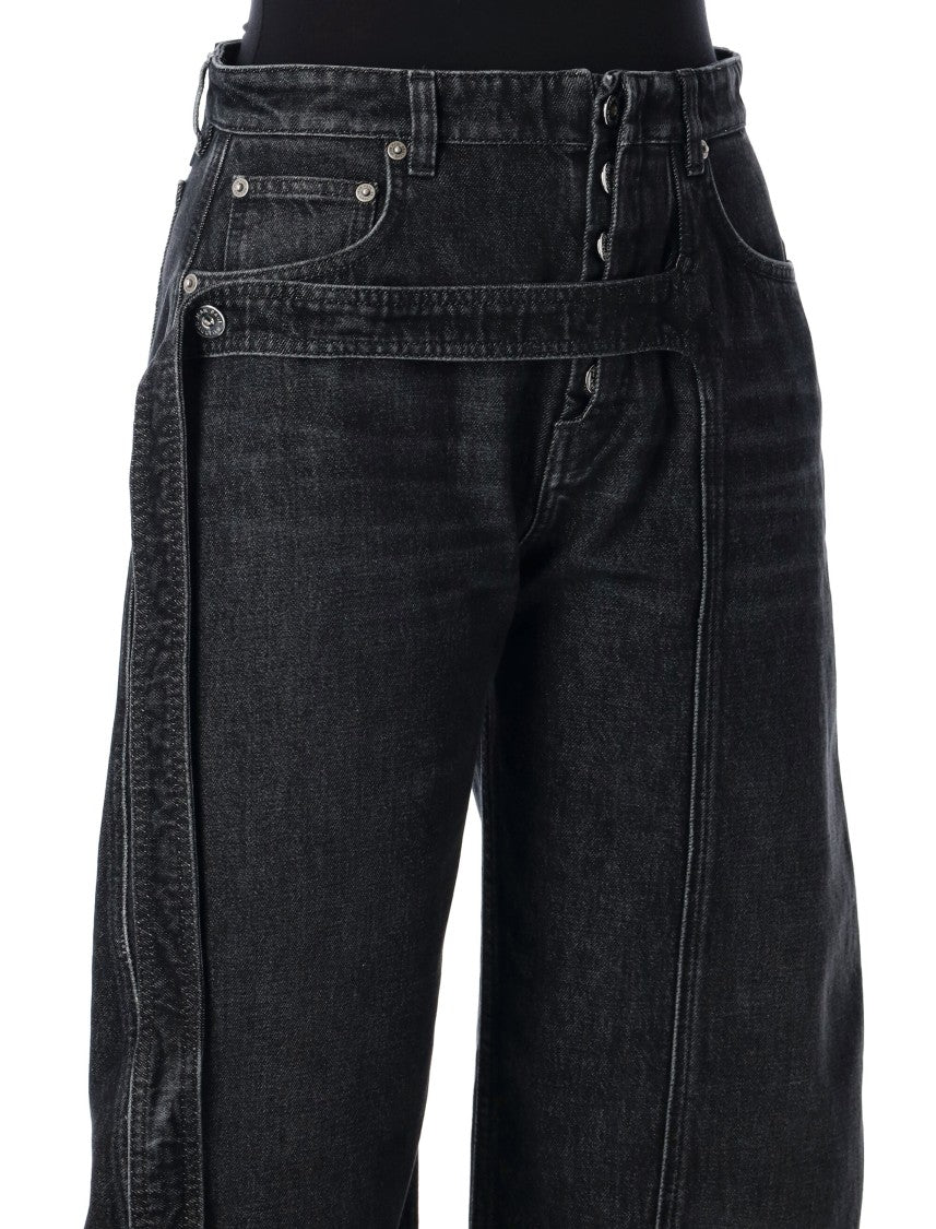 Jean Paul Gaultier Low Waist Belted Denim Baloon