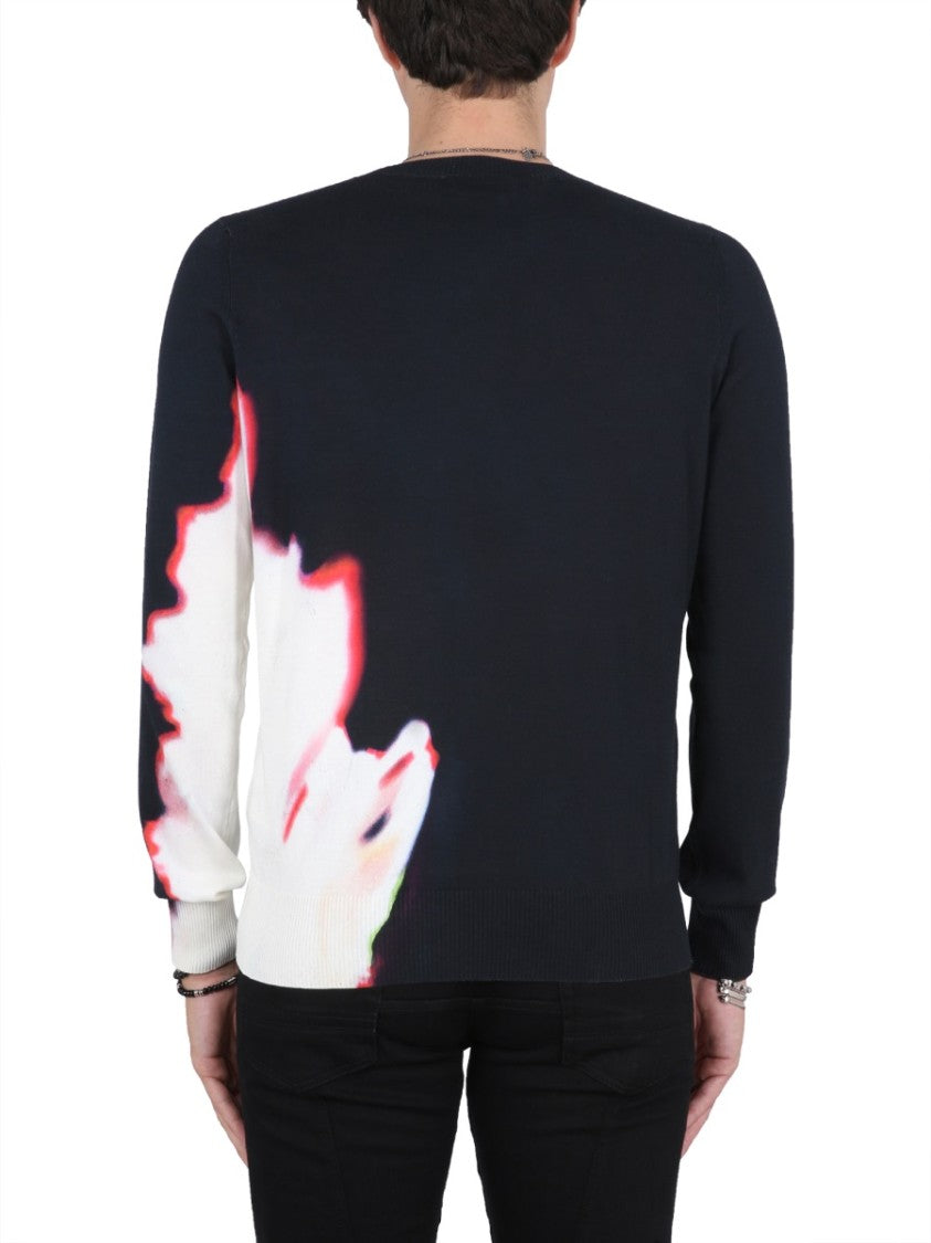 Alexander Mcqueen Jersey With Solarised Flower Print