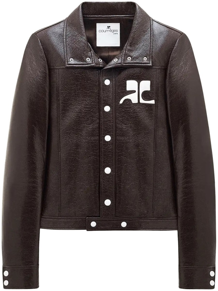 Courrèges Glossy Vinyl Jacket With Structured Silhouette And Logo Detail