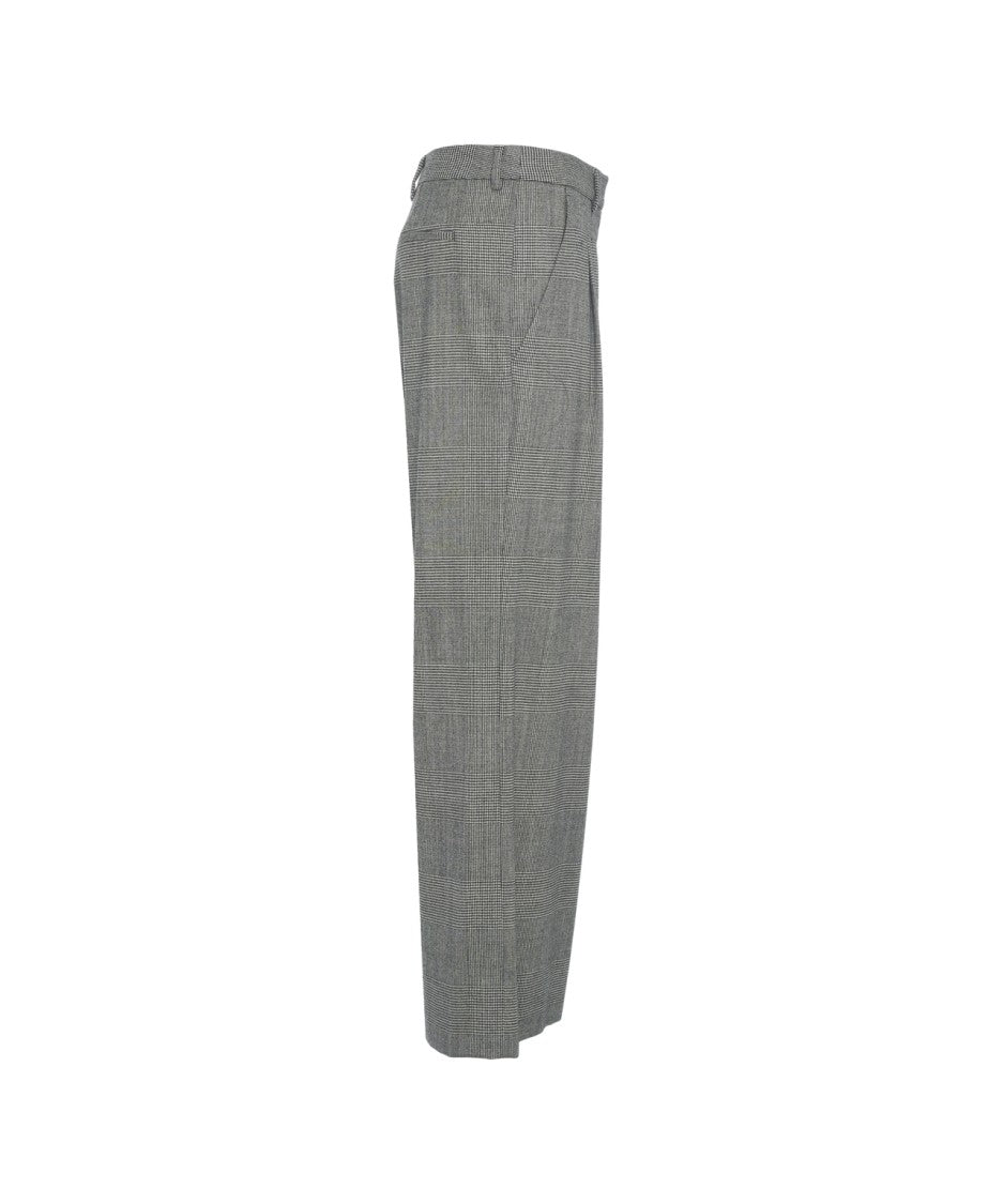 Pt Torino Glencheck Wide-Leg Palazzo Trousers With Pleated Front