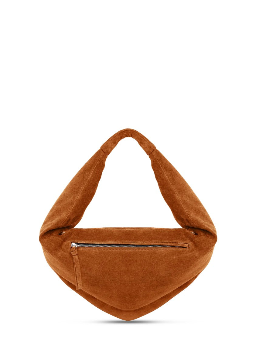 Federico Cina Triangular Suede Leather Hobo Bag