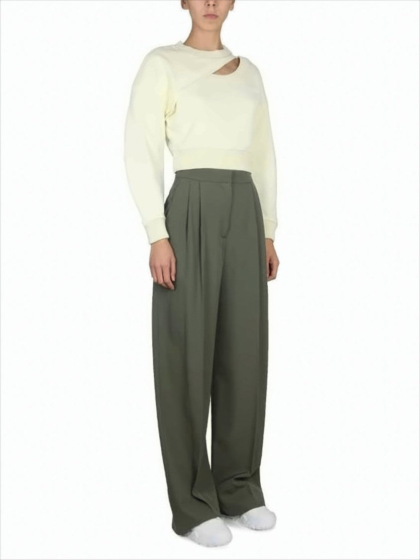 Alexander Mcqueen Cropped White Long-Sleeve Top With Cutout
