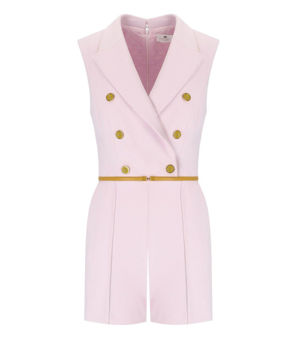 Elisabetta Franchi Quarzo Curry Short Jumpsuit With Buttons