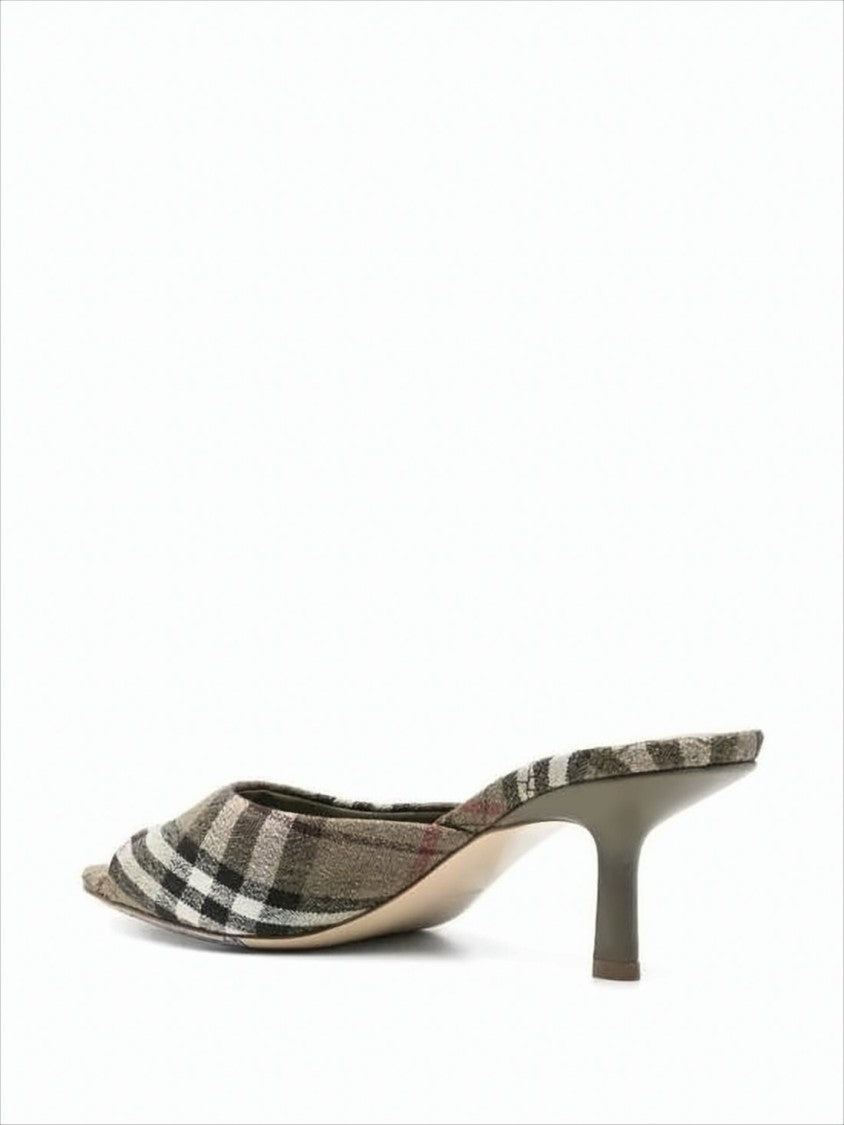 Burberry Open-Toe Pumps With Classic Plaid Pattern