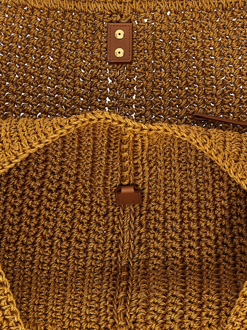 Saint Laurent Woven Raffia Tote Bag With Leather Accents