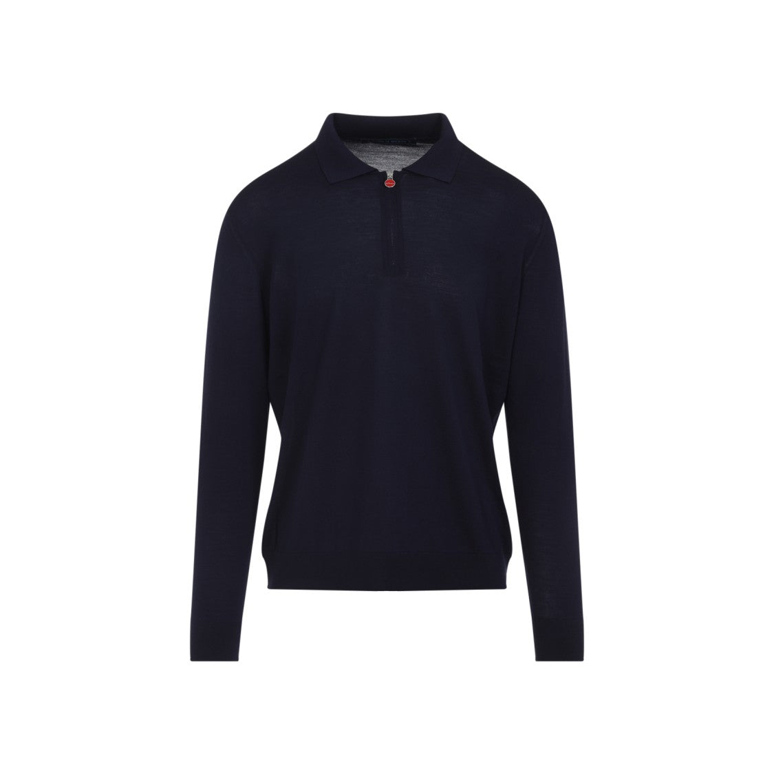 Kiton Navy-Blue Wool Long Sleeves Polo Shirt