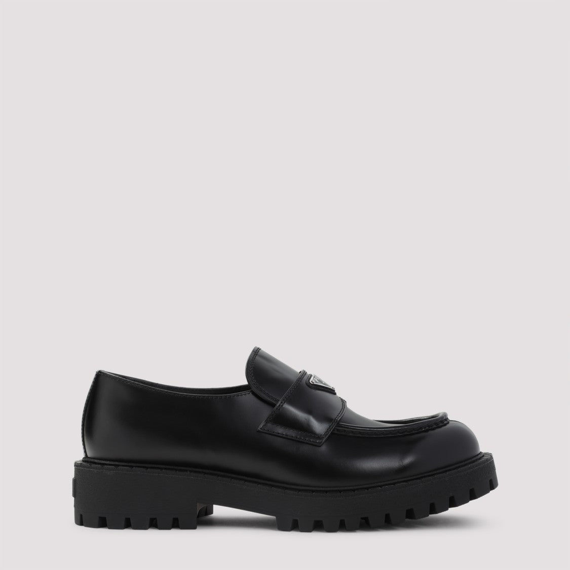 Prada Polished Calf Leather Loafers With Rubber Sole