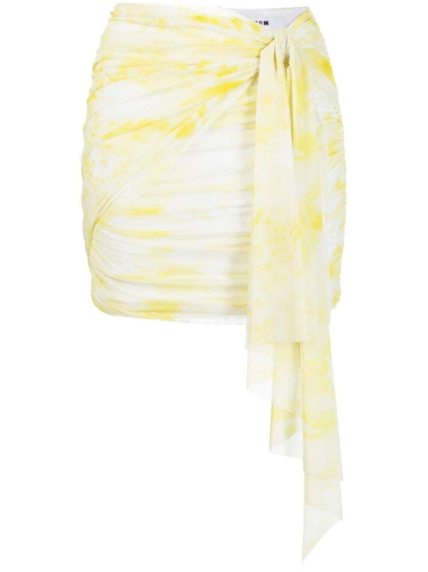 Msgm Graphic-Print Ruched Miniskirt
