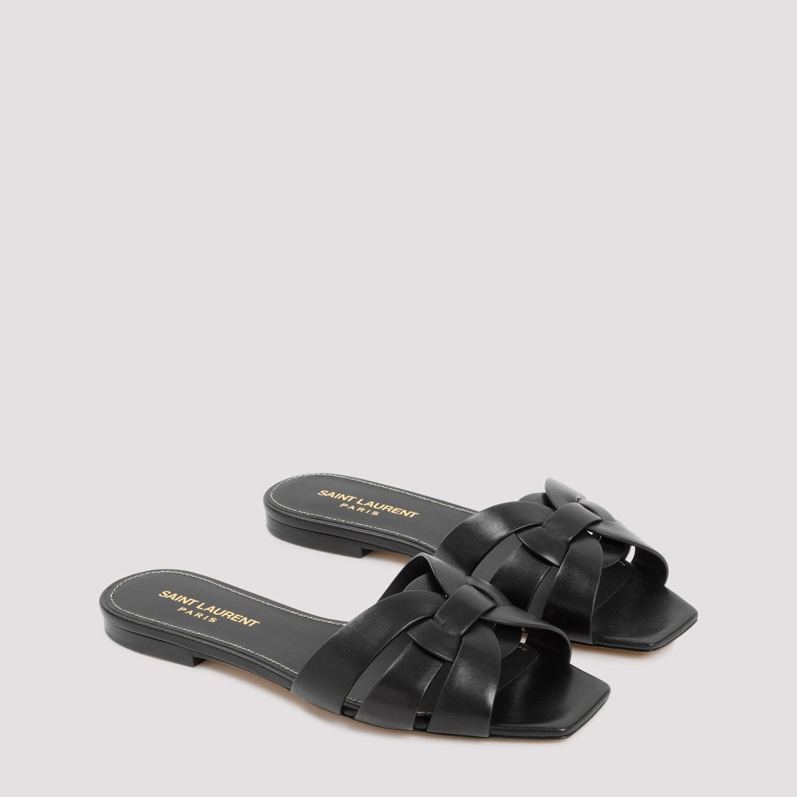 Saint Laurent Black Leather Tribute Flats