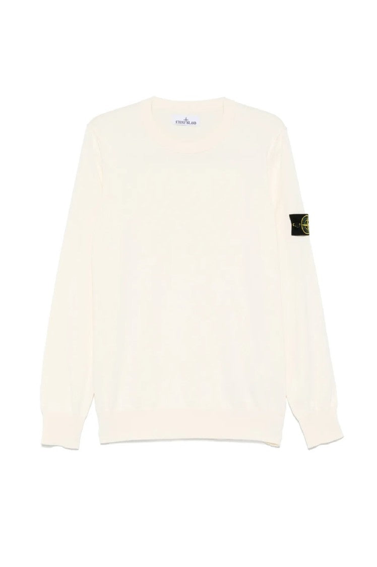 Stone Island White Long-Sleeved Sweater